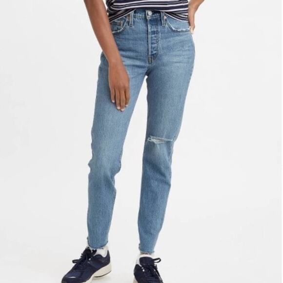 Levi's Women's 501 High-Rise Skinny Jeans Sz 27 x 28 raw hem button fly - Picture 3 of 5